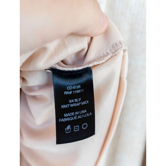 Amadi Anthropologie Cream Black Colorblock Knit Midi Cross Wrap Dress Size L - Picture 12 of 13